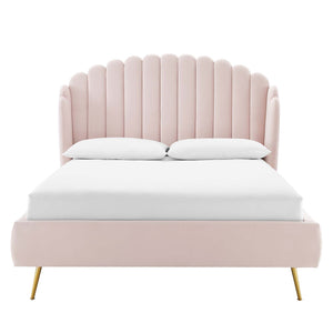 ModwayModway Lana Queen Performance Velvet Wingback Platform Bed MOD-6282 MOD-6282-PNK- BetterPatio.com