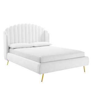 ModwayModway Lana Queen Performance Velvet Wingback Platform Bed MOD-6282 MOD-6282-WHI- BetterPatio.com