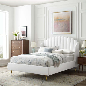 ModwayModway Lana Queen Performance Velvet Wingback Platform Bed MOD-6282 MOD-6282-WHI- BetterPatio.com