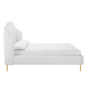 ModwayModway Lana Queen Performance Velvet Wingback Platform Bed MOD-6282 MOD-6282-WHI- BetterPatio.com