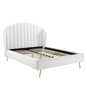 ModwayModway Lana Queen Performance Velvet Wingback Platform Bed MOD-6282 MOD-6282-WHI- BetterPatio.com