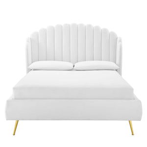 ModwayModway Lana Queen Performance Velvet Wingback Platform Bed MOD-6282 MOD-6282-WHI- BetterPatio.com