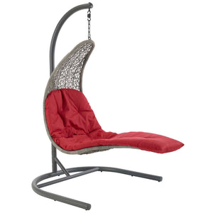 ModwayModway Landscape Hanging Chaise Lounge Outdoor Patio Swing Chair EEI-2952 EEI-2952-LGR-RED- BetterPatio.com