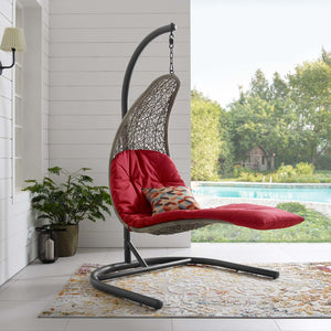 ModwayModway Landscape Hanging Chaise Lounge Outdoor Patio Swing Chair EEI-2952 EEI-2952-LGR-RED- BetterPatio.com