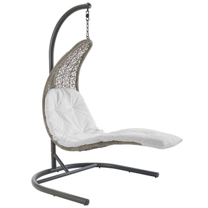 ModwayModway Landscape Hanging Chaise Lounge Outdoor Patio Swing Chair EEI-2952 EEI-2952-LGR-WHI- BetterPatio.com