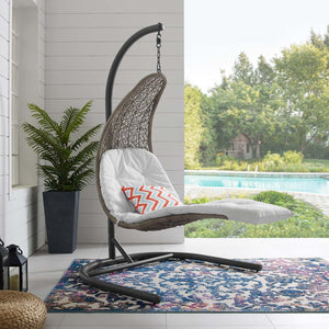 ModwayModway Landscape Hanging Chaise Lounge Outdoor Patio Swing Chair EEI-2952 EEI-2952-LGR-WHI- BetterPatio.com