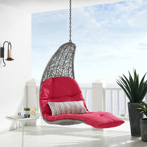 ModwayModway Landscape Outdoor Patio Hanging Chaise Lounge Outdoor Patio Swing Chair EEI-4589 EEI-4589-LGR-RED- BetterPatio.com