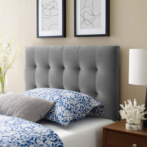 ModwayModway Lily Biscuit Tufted Twin Performance Velvet Headboard MOD-6118 MOD-6118-GRY- BetterPatio.com