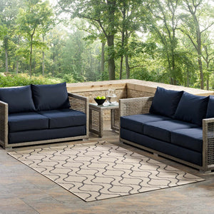 ModwayModway Linza Wave Abstract Trellis 5x8 Indoor and Outdoor Area Rug R-1136-58 R-1136A-58- BetterPatio.com