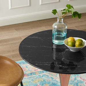 ModwayModway Lippa 28" Artificial Marble Dining Table EEI-5257 EEI-5257-ROS-BLK- BetterPatio.com