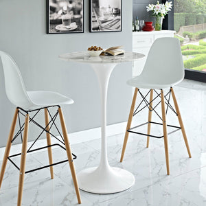 ModwayModway Lippa 28" Round Artificial Marble Bar Table EEI-1827 EEI-1827-WHI- BetterPatio.com