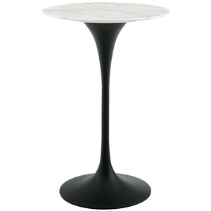 ModwayModway Lippa 28" Round Artificial Marble Bar Table EEI-3547 EEI-3547-BLK-WHI- BetterPatio.com