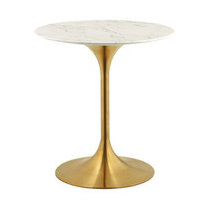ModwayModway Lippa 28" Round Artificial Marble Dining Table EEI-3213 EEI-3213-GLD-WHI- BetterPatio.com