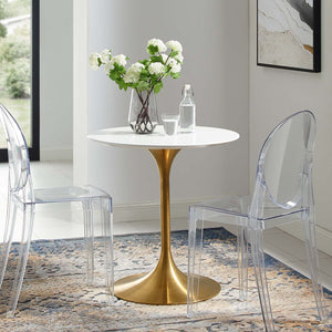 ModwayModway Lippa 28" Round Wood Dining Table EEI-3208 EEI-3208-GLD-WHI- BetterPatio.com