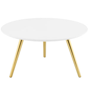 ModwayModway Lippa 28" Round Wood Top Coffee Table with Tripod Base EEI-3662 EEI-3662-GLD-WHI- BetterPatio.com