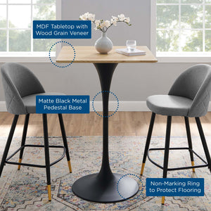 ModwayModway Lippa 28" Square Wood Bar Table EEI-4891 EEI-4891-BLK-NAT- BetterPatio.com