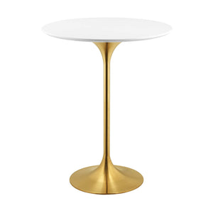 ModwayModway Lippa 28" Wood Top Bar Table EEI-3262 EEI-3262-GLD-WHI- BetterPatio.com