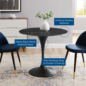 ModwayModway Lippa 36" Artificial Marble Dining Table EEI-4868 EEI-4868-BLK-BLK- BetterPatio.com