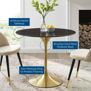 ModwayModway Lippa 36" Artificial Marble Dining Table EEI-5225 EEI-5225-GLD-BLK- BetterPatio.com