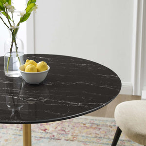 ModwayModway Lippa 36" Artificial Marble Dining Table EEI-5225 EEI-5225-GLD-BLK- BetterPatio.com