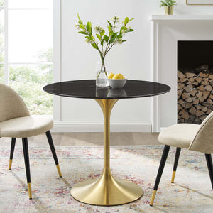 ModwayModway Lippa 36" Artificial Marble Dining Table EEI-5225 EEI-5225-GLD-BLK- BetterPatio.com