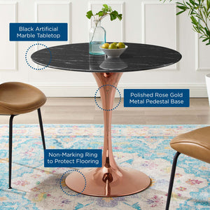 ModwayModway Lippa 36" Artificial Marble Dining Table EEI-5258 EEI-5258-ROS-BLK- BetterPatio.com
