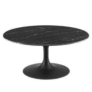 ModwayModway Lippa 36" Round Artificial Marble Coffee Table EEI-4884 EEI-4884-BLK-BLK- BetterPatio.com