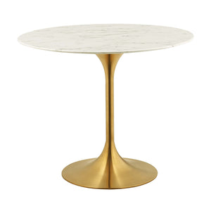 ModwayModway Lippa 36" Round Artificial Marble Dining Table EEI-3214 EEI-3214-GLD-WHI- BetterPatio.com