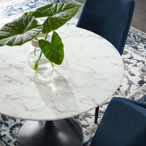 ModwayModway Lippa 36" Round Artificial Marble Dining Table EEI-3516 EEI-3516-BLK-WHI- BetterPatio.com
