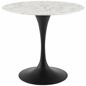 ModwayModway Lippa 36" Round Artificial Marble Dining Table EEI-3516 EEI-3516-BLK-WHI- BetterPatio.com