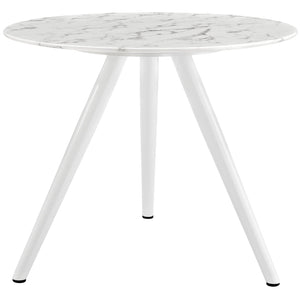 ModwayModway Lippa 36" Round Artificial Marble Dining Table with Tripod Base EEI-2522 EEI-2522-WHI- BetterPatio.com