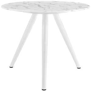 ModwayModway Lippa 36" Round Artificial Marble Dining Table with Tripod Base EEI-2522 EEI-2522-WHI- BetterPatio.com