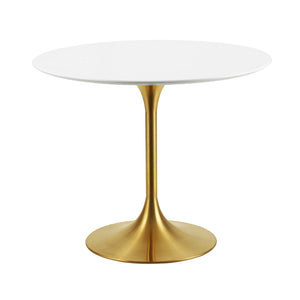 ModwayModway Lippa 36" Round Wood Dining Table EEI-3209 EEI-3209-GLD-WHI- BetterPatio.com