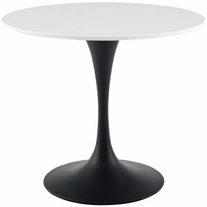 ModwayModway Lippa 36" Round Wood Dining Table EEI-3511 EEI-3511-BLK-WHI- BetterPatio.com