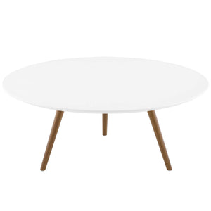 ModwayModway Lippa 36" Round Wood Top Coffee Table with Tripod Base EEI-3659 EEI-3659-WAL-WHI- BetterPatio.com
