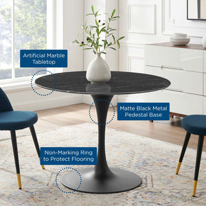 ModwayModway Lippa 40" Artificial Marble Dining Table EEI-4876 EEI-4876-BLK-BLK- BetterPatio.com