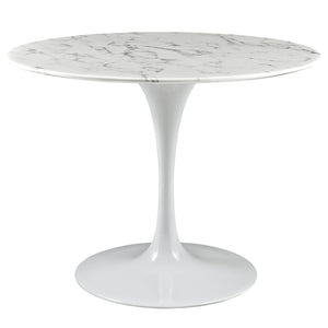 ModwayModway Lippa 40" Round Artificial Marble Dining Table EEI-1130 EEI-1130-WHI- BetterPatio.com
