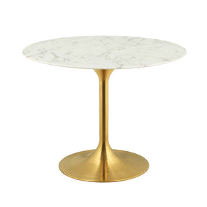 ModwayModway Lippa 40" Round Artificial Marble Dining Table EEI-3231 EEI-3231-GLD-WHI- BetterPatio.com