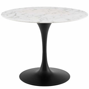 ModwayModway Lippa 40" Round Artificial Marble Dining Table EEI-3526 EEI-3526-BLK-WHI- BetterPatio.com