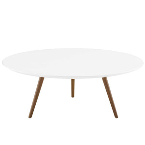 ModwayModway Lippa 40" Round Wood Top Coffee Table with Tripod Base EEI-3666 EEI-3666-WAL-WHI- BetterPatio.com