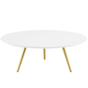 ModwayModway Lippa 40" Round Wood Top Coffee Table with Tripod Base EEI-3670 EEI-3670-GLD-WHI- BetterPatio.com