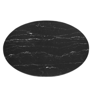 ModwayModway Lippa 42" Oval Artificial Marble Coffee Table EEI-4885 EEI-4885-BLK-BLK- BetterPatio.com