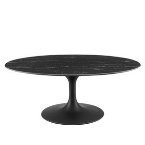 ModwayModway Lippa 42" Oval Artificial Marble Coffee Table EEI-4885 EEI-4885-BLK-BLK- BetterPatio.com