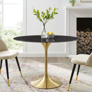 ModwayModway Lippa 42" Oval Artificial Marble Dining Table EEI-5226 EEI-5226-GLD-BLK- BetterPatio.com