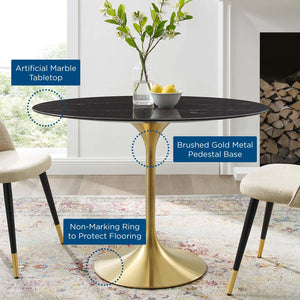 ModwayModway Lippa 42" Oval Artificial Marble Dining Table EEI-5226 EEI-5226-GLD-BLK- BetterPatio.com