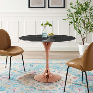 ModwayModway Lippa 42" Oval Artificial Marble Dining Table EEI-5259 EEI-5259-ROS-BLK- BetterPatio.com
