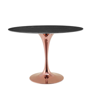 ModwayModway Lippa 42" Oval Artificial Marble Dining Table EEI-5259 EEI-5259-ROS-BLK- BetterPatio.com