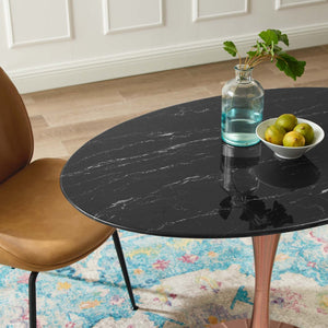 ModwayModway Lippa 42" Oval Artificial Marble Dining Table EEI-5259 EEI-5259-ROS-BLK- BetterPatio.com