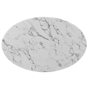 ModwayModway Lippa 42" Oval-Shaped Artificial Marble Coffee Table EEI-1140 EEI-1140-WHI- BetterPatio.com