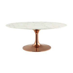 ModwayModway Lippa 42" Oval-Shaped Artificial Marble Coffee Table EEI-3252 EEI-3252-ROS-WHI- BetterPatio.com